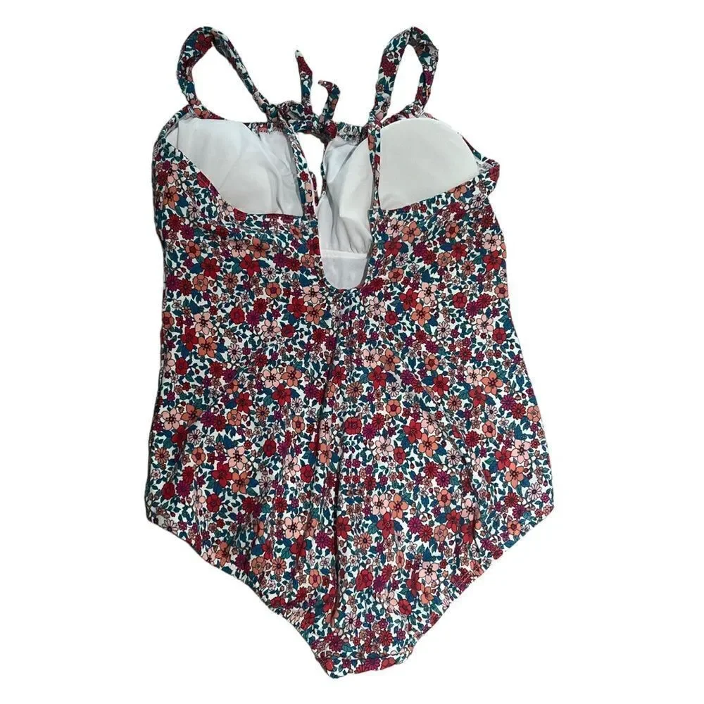 Time And True White Floral One Piece Swimsuit sz 1X